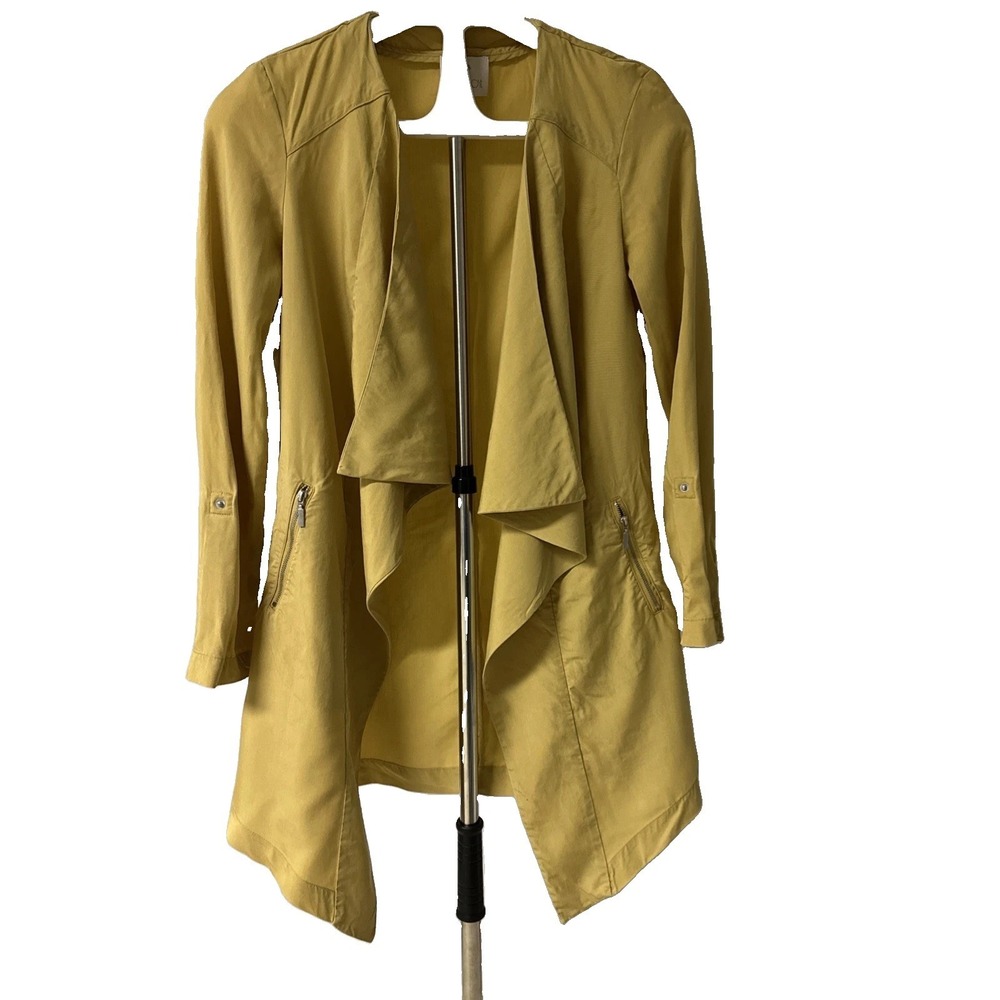 Eliane Rose Women's Sz Small Waterfall Blazer Mustard Yellow 100% Tencel